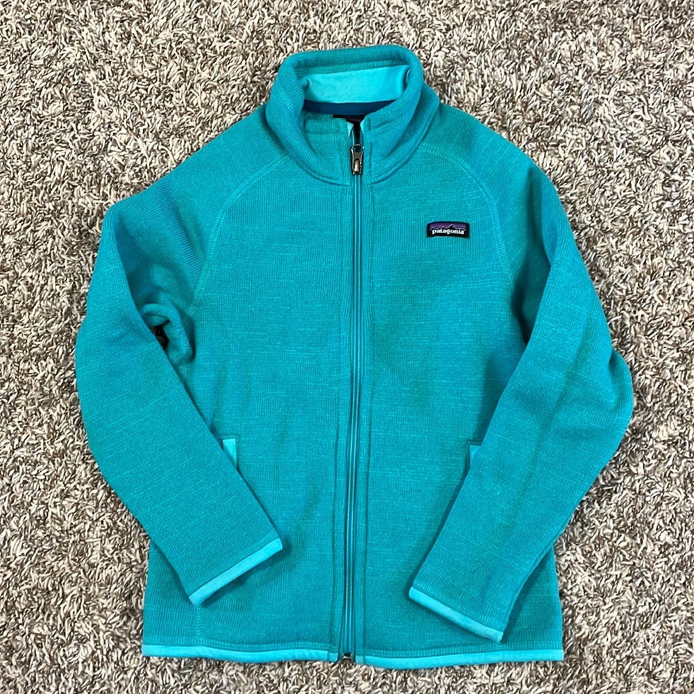 Patagonia Girls Better Sweater Full Zip - Aqua/Teal - Size Small